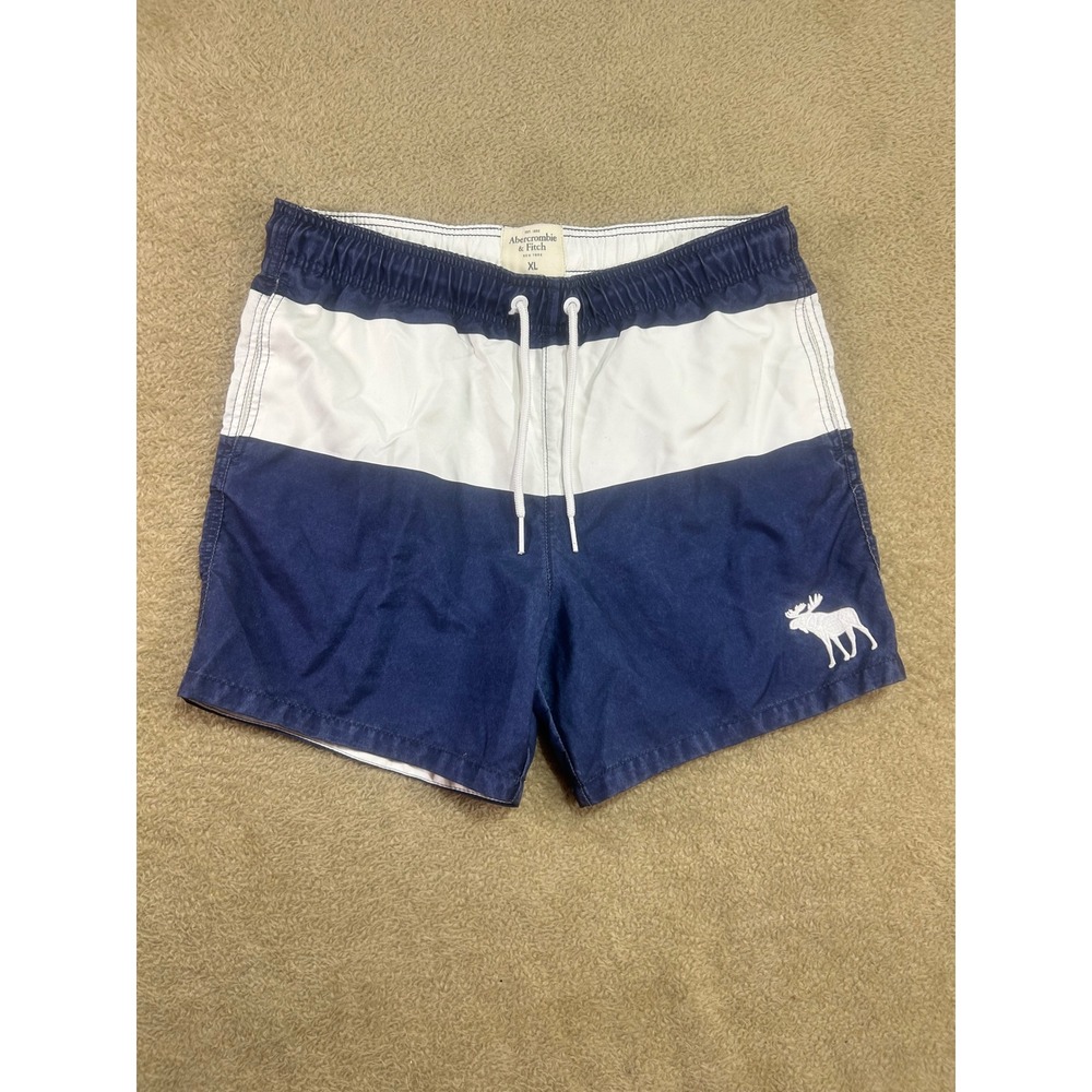 Abercrombie Fitch Mens‎ Swim Trunks Navy White Stripe Size XL